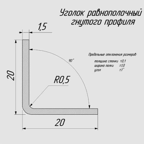 Corner with equal wall length Model YP20