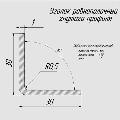 Corner with equal wall length Model YP30