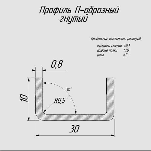 Профили П-образные из нержавеющей стали AISI 430 (гнутый профиль)