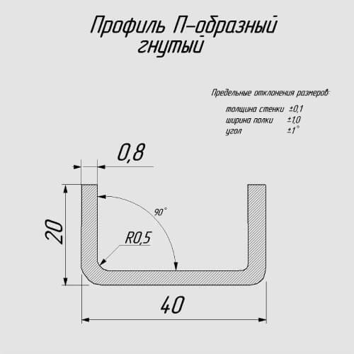 Профили П-образные из нержавеющей стали AISI 430 (гнутый профиль)