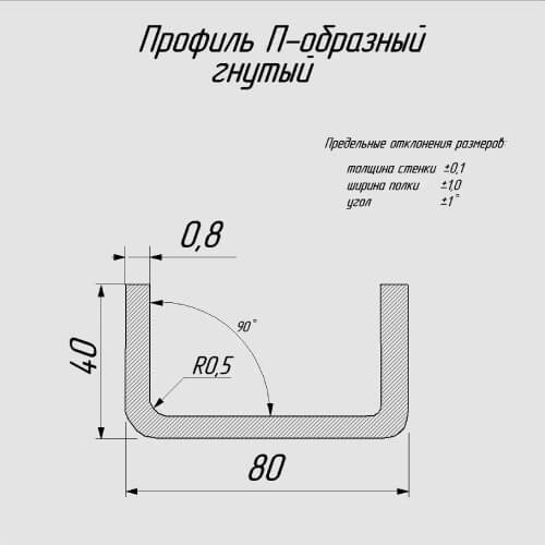 Профили П-образные из нержавеющей стали AISI 430 (гнутый профиль)