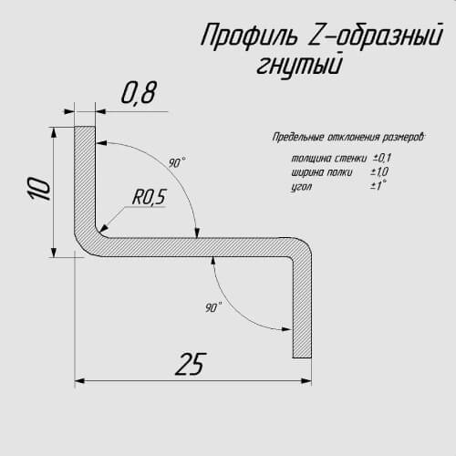 Профили Z-образные из нержавеющей стали AISI 430 (гнутый профиль)